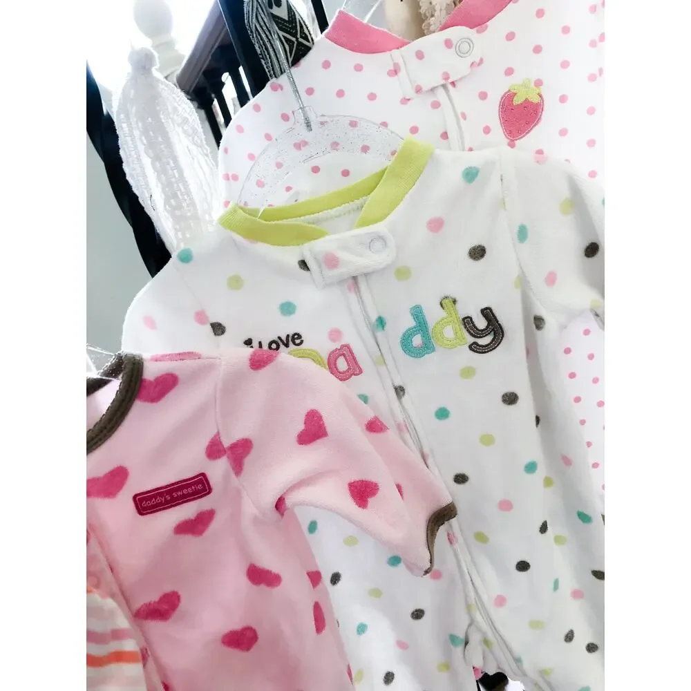 Bulk Lot 7 Footie Pajama Sleepers Darling Prints + Cozy 3-6mths
